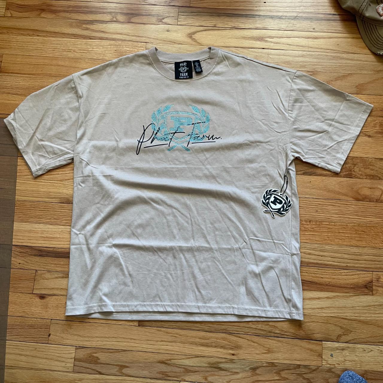 Phat Farm cream graphic tee size S fits M/L no... - Depop