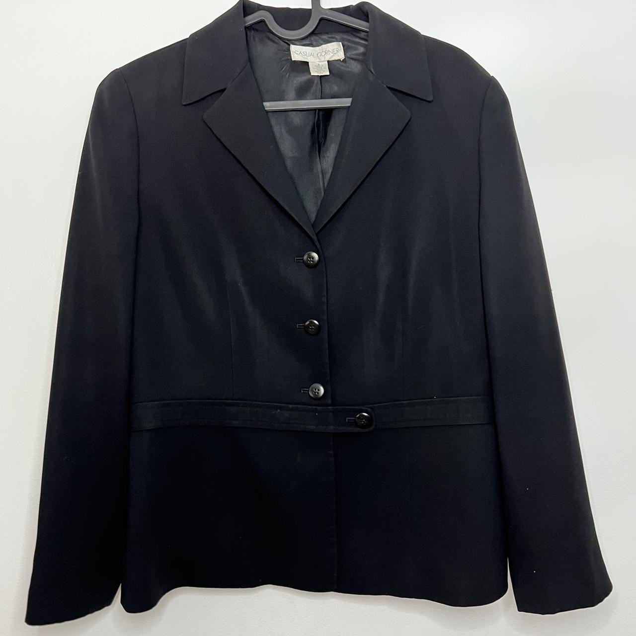 Womens Casual Corner Black Button Up Blazer Size 8