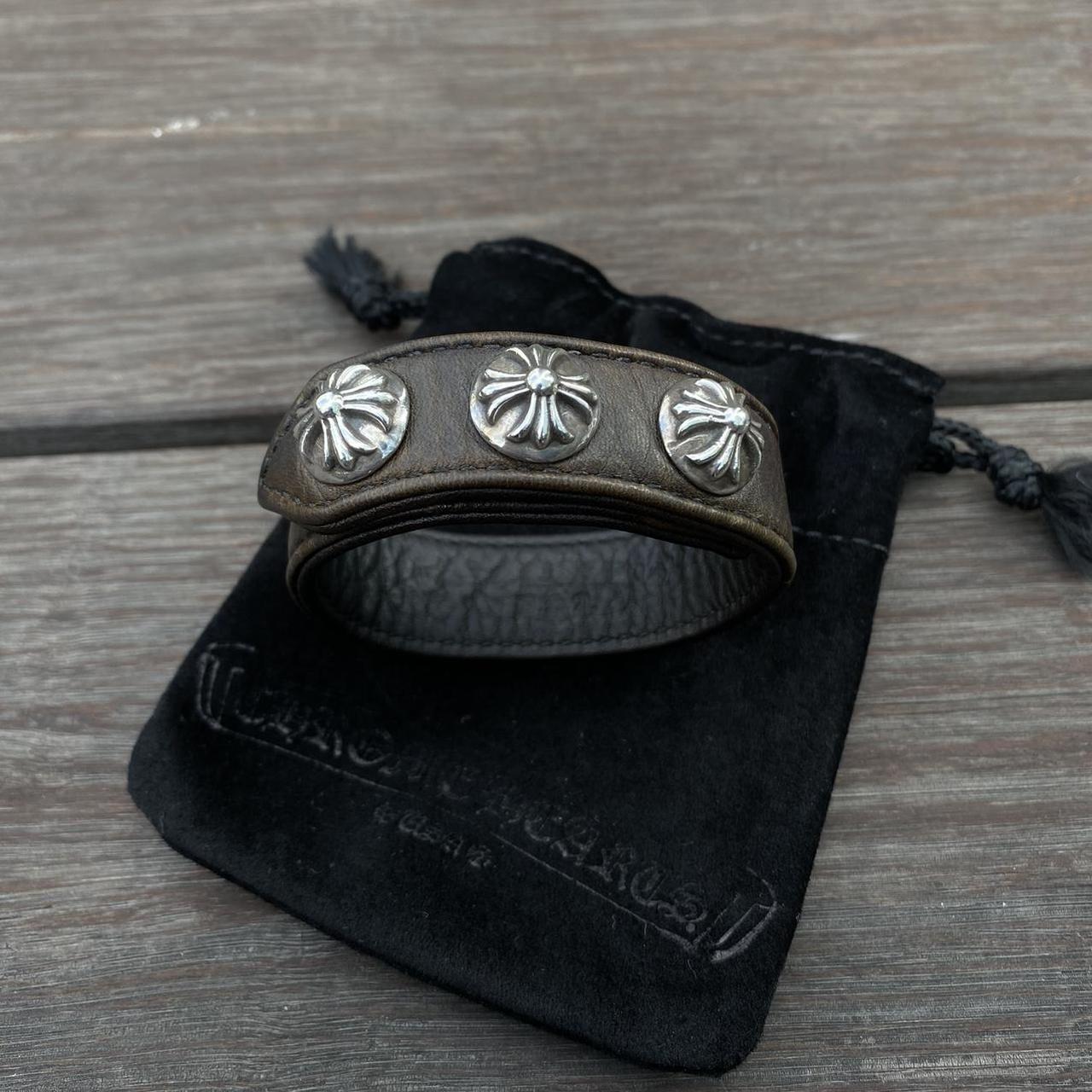 Chrome Hearts Leather Bracelet Camo 3 925. Silver | Depop