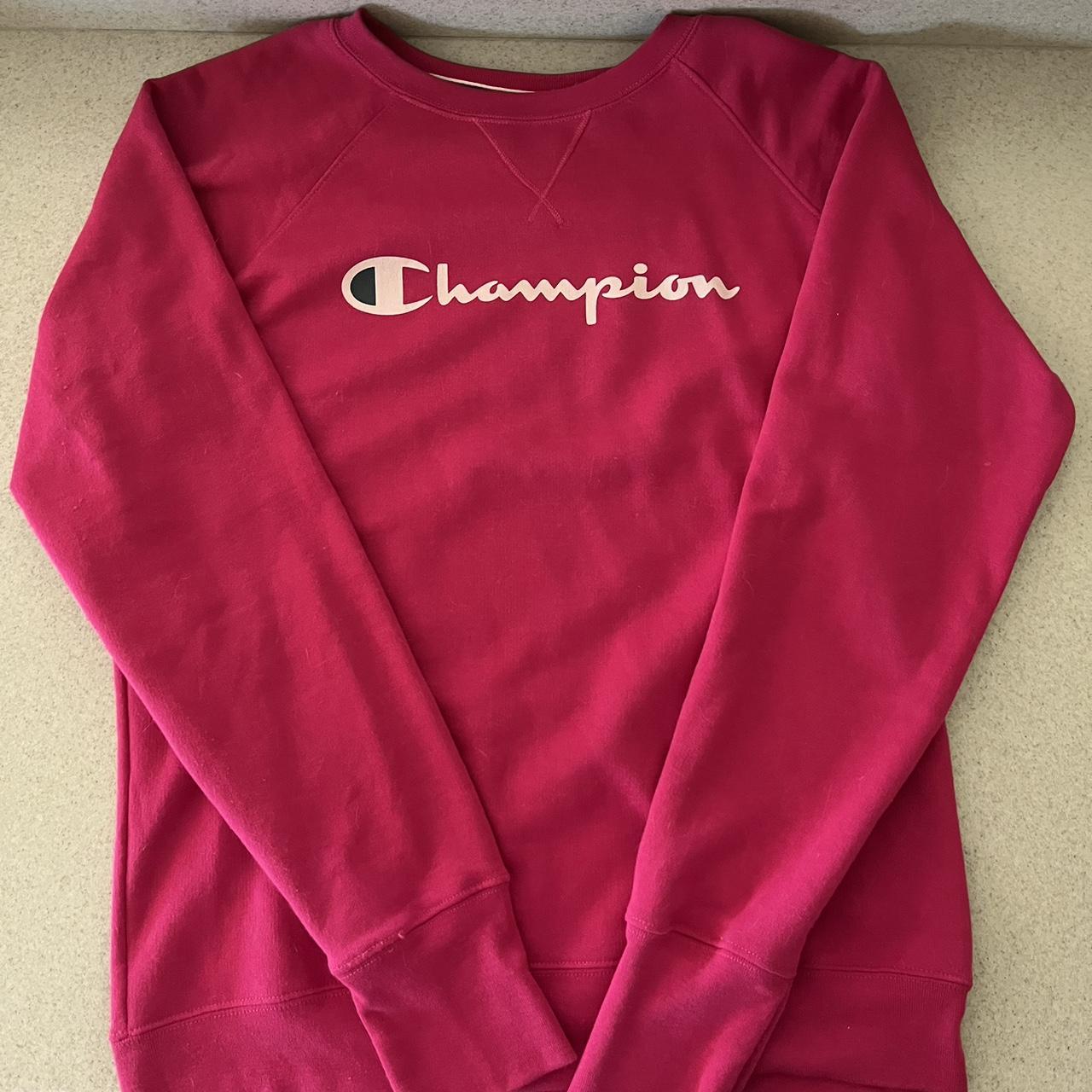 Champion pink crewneck sweatshirt women s. Depop