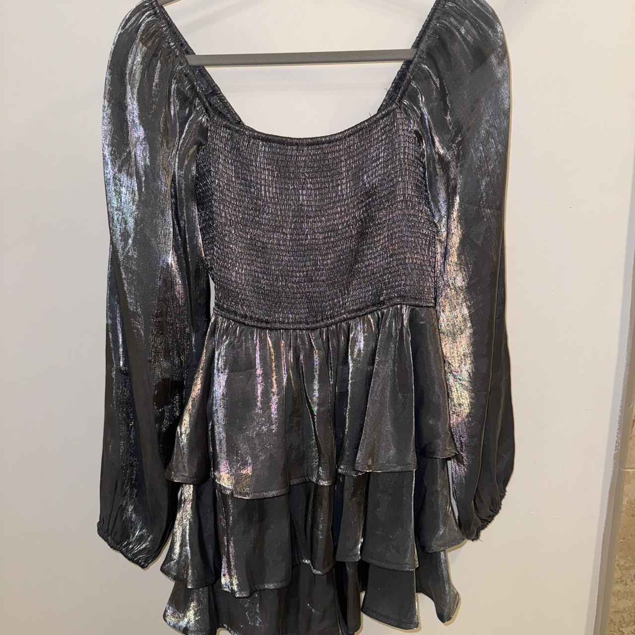 Metallic silver romper dress (L but fits M/L) worn... - Depop
