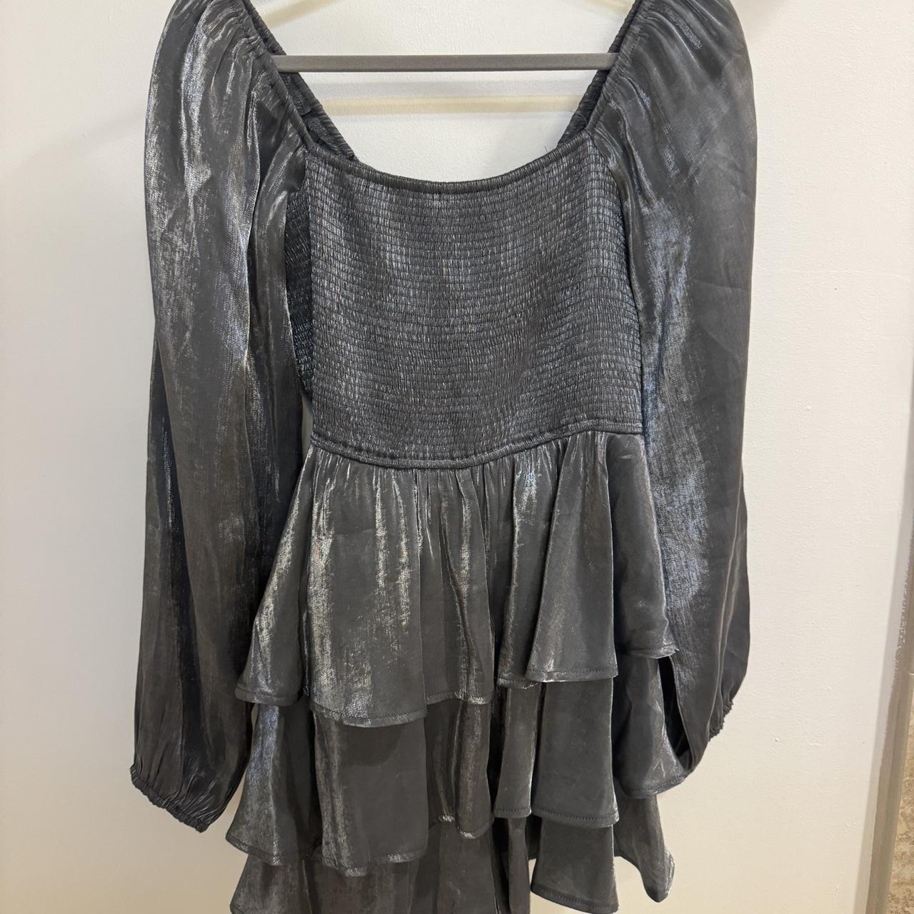 Metallic silver romper dress (L but fits M/L) worn... - Depop