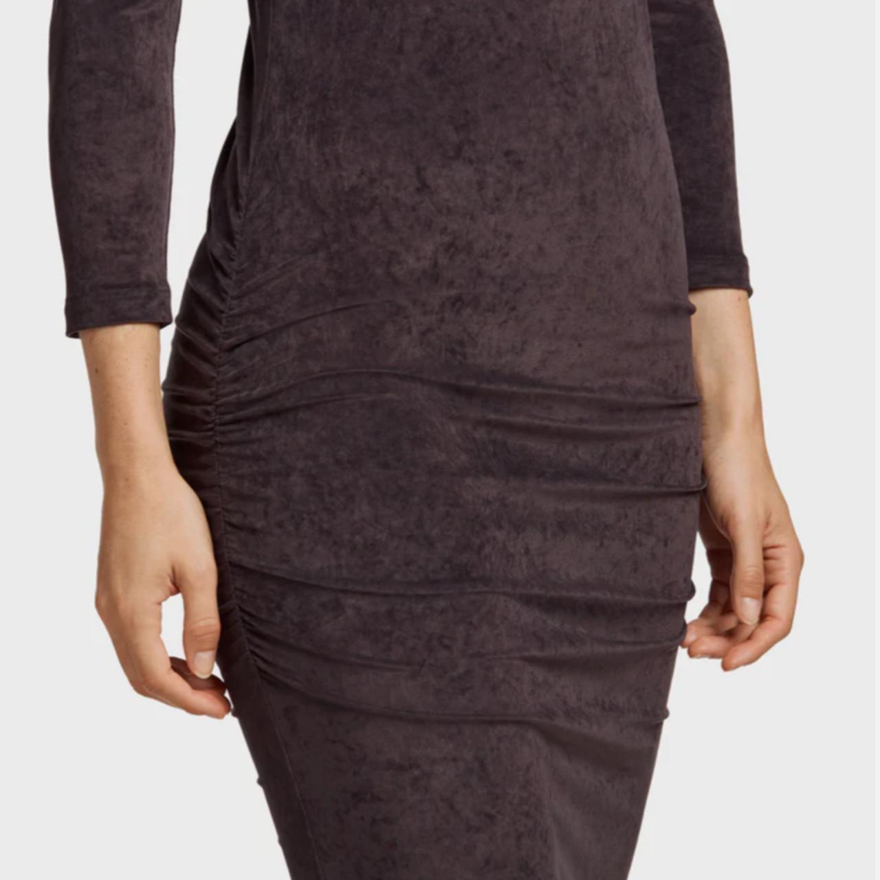 James Perse ruched velvet long-sleeve dress Depop