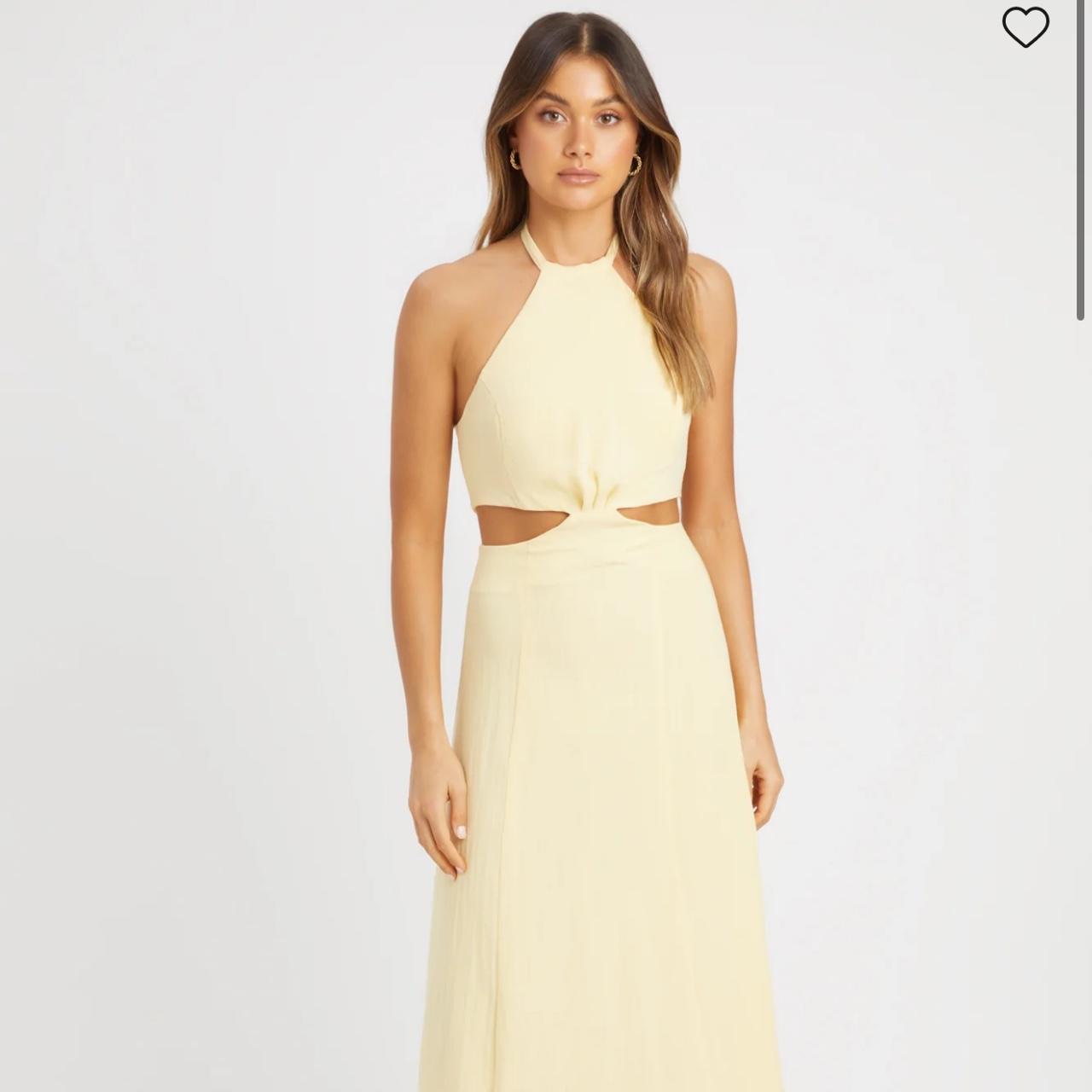 Kookai yellow halter dress, linen #kookai Depop