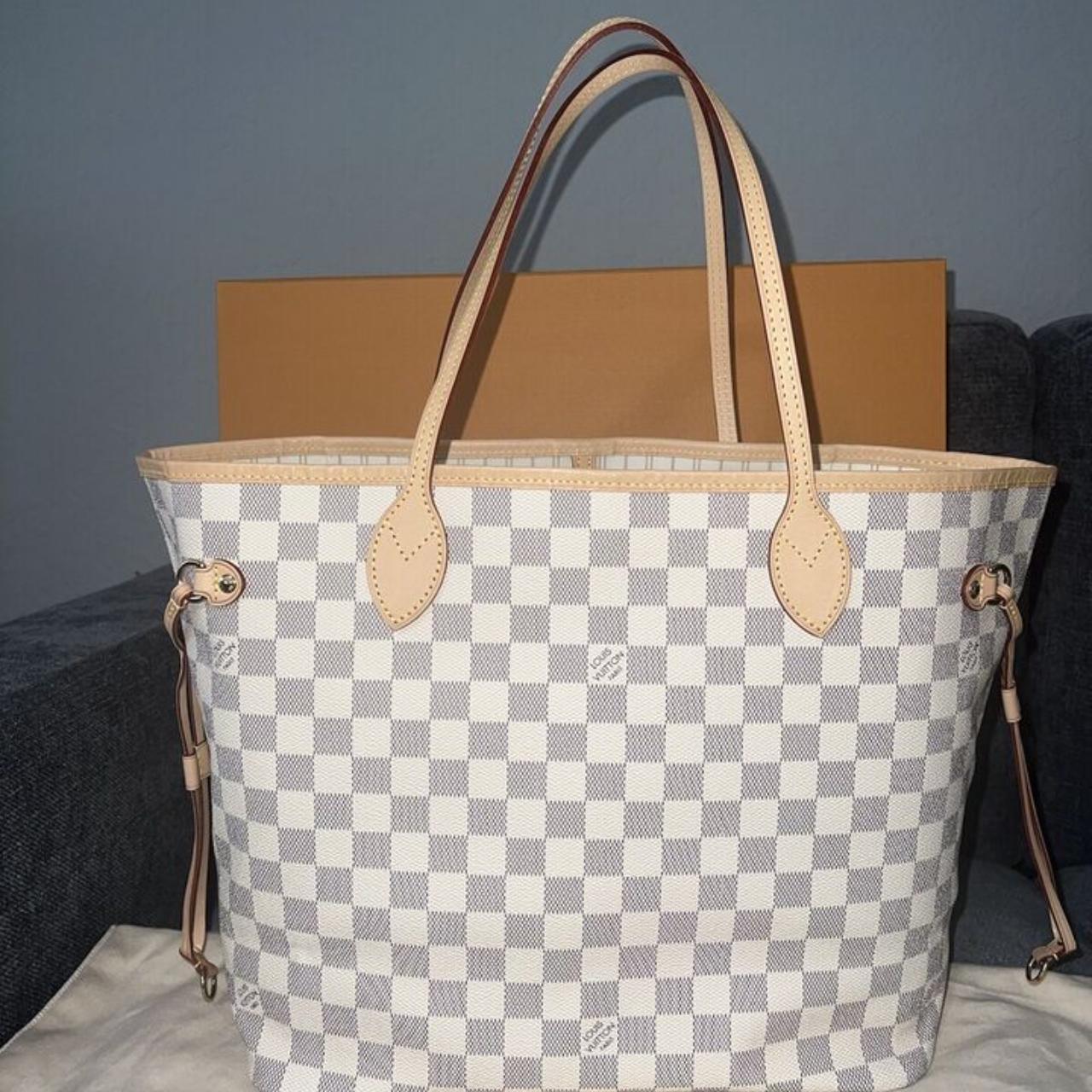 Louis Vuitton Neverfull MM damier Azur Tote Bag - Depop