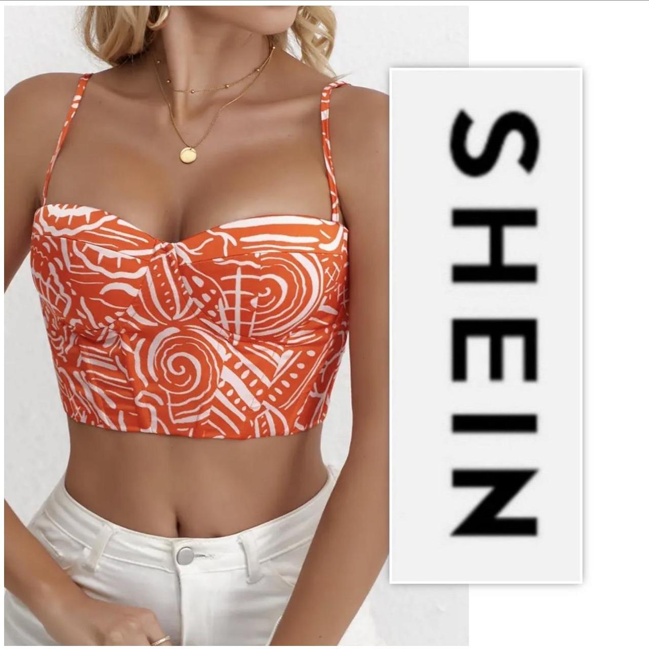 SHEIN Floral Print Lace Up Bustier Top NWNT Depop
