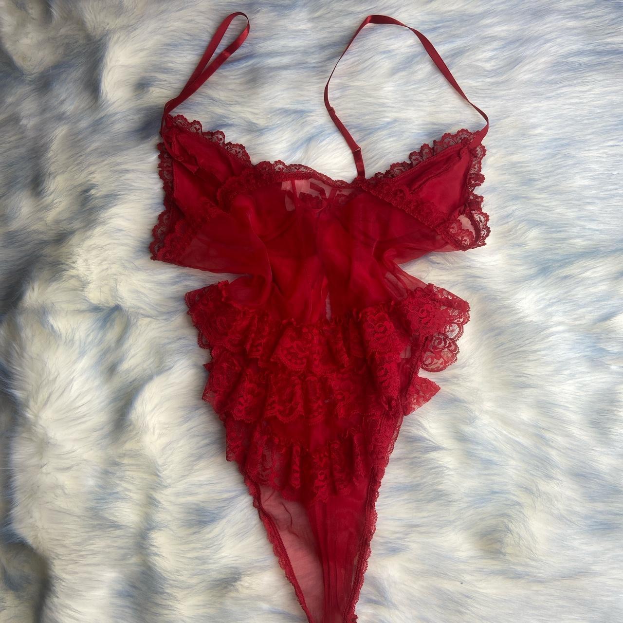 Vintage Fredericks of Hollywood Red Satin Teddy 70% - Depop