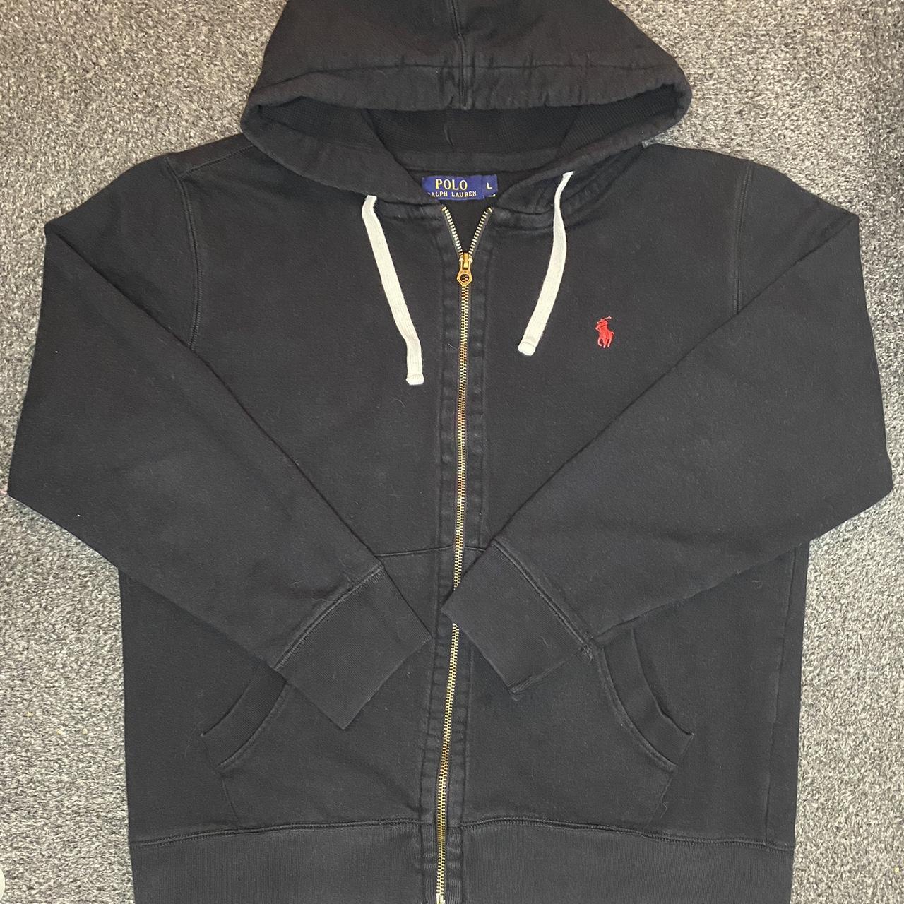 Polo Ralph Lauren Black Zip Up Hoodie Size L good - Depop