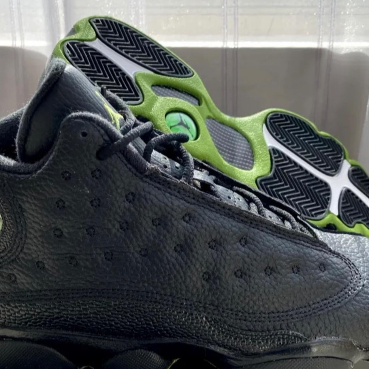 Black and lime hot sale green jordans 13