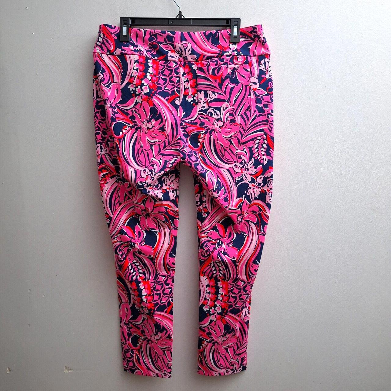 Lilly Pulitzer Corso Pants 12 Pink Blu Low Tide Navy... - Depop