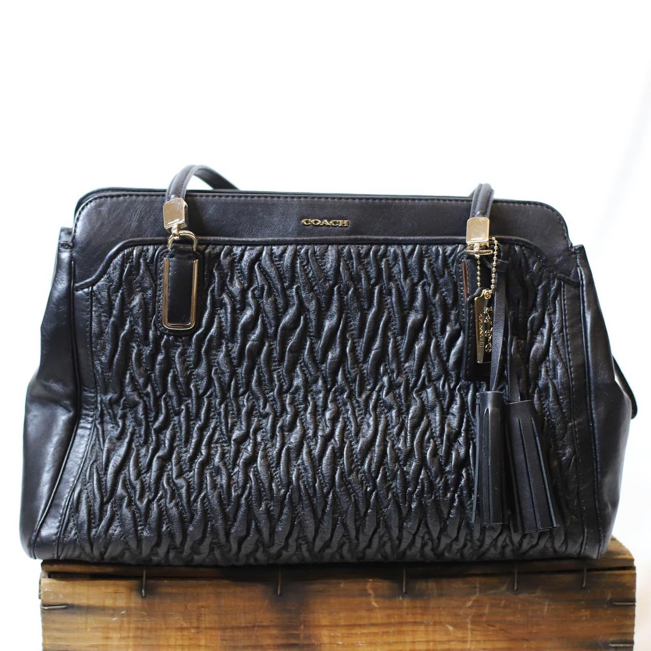 COACH Medium Black Glove Leather Tote Bag Purse 9813 Brass No Bag Charm EUC  | eBay