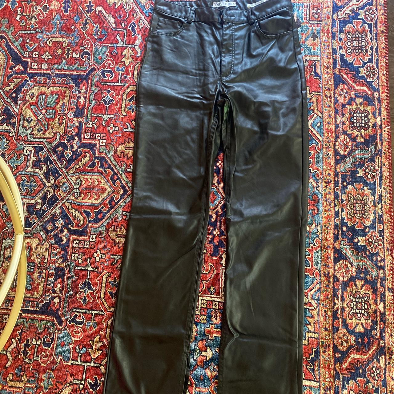 Zara faux-leather-trousers - Depop