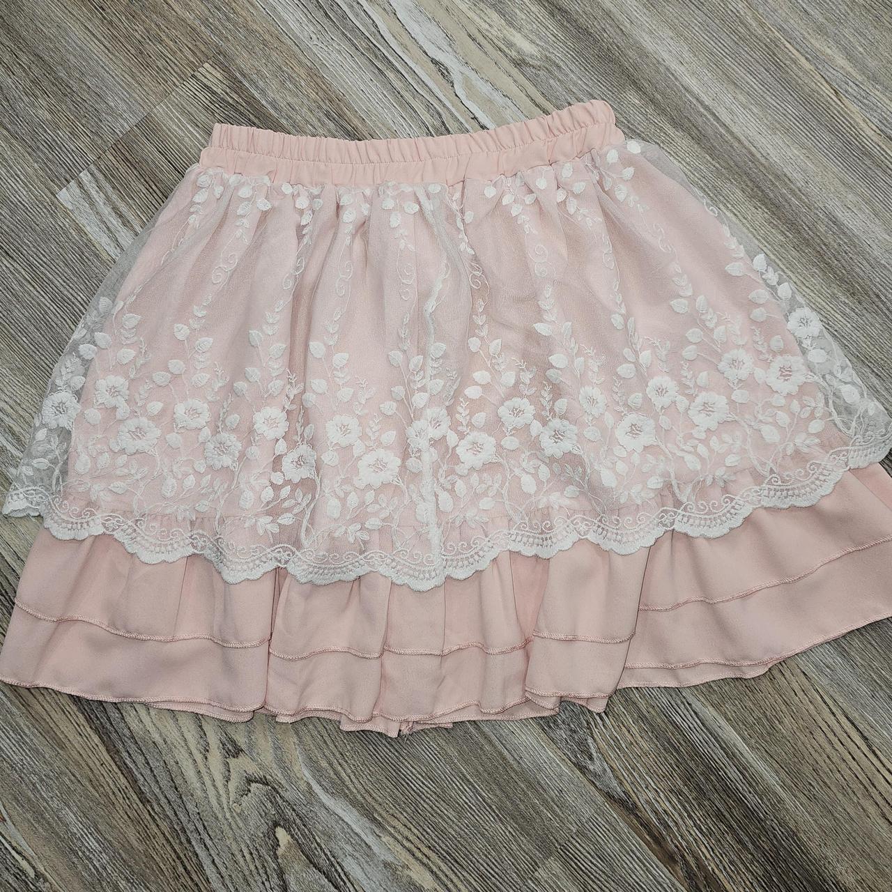Kawaii floral pink skirt never work #kawaii #floral - Depop
