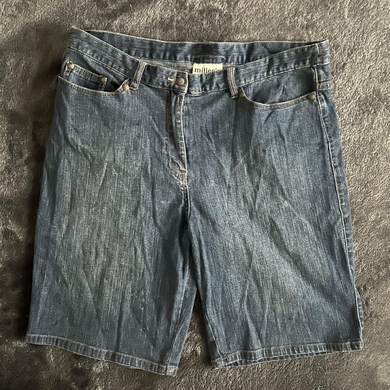 embroidered jorts // size : M/L (use a belt boss) //... - Depop