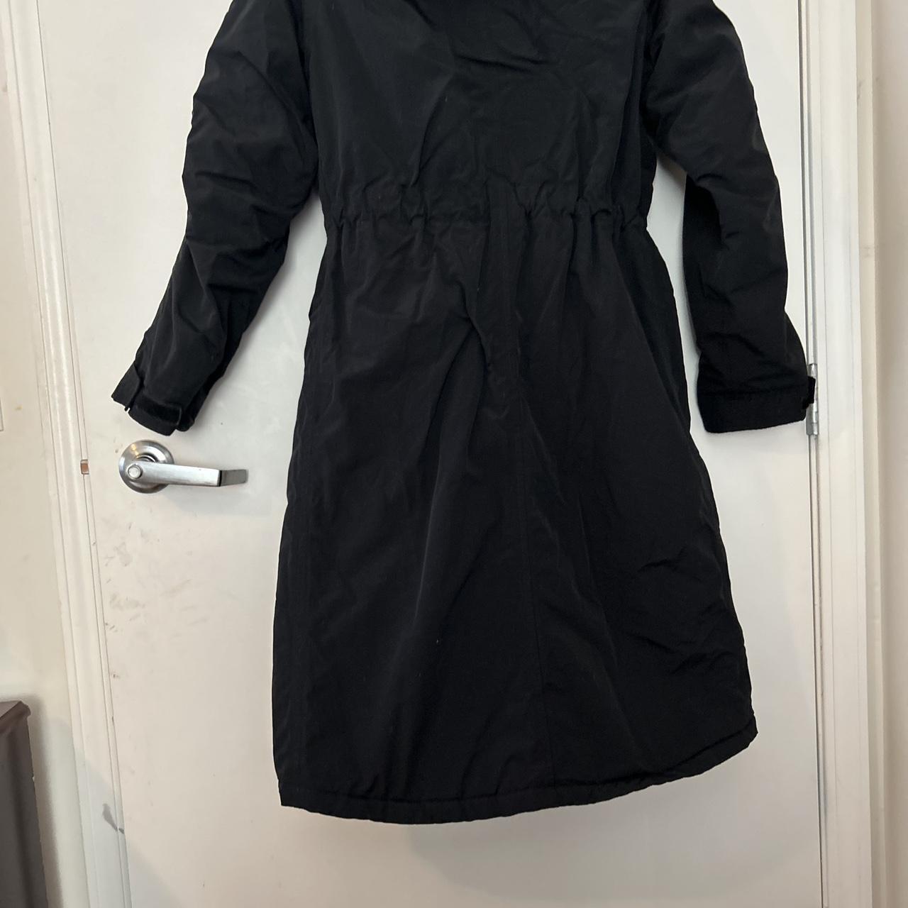 Coat Land’s End ladies black long hooded coat size M - Depop