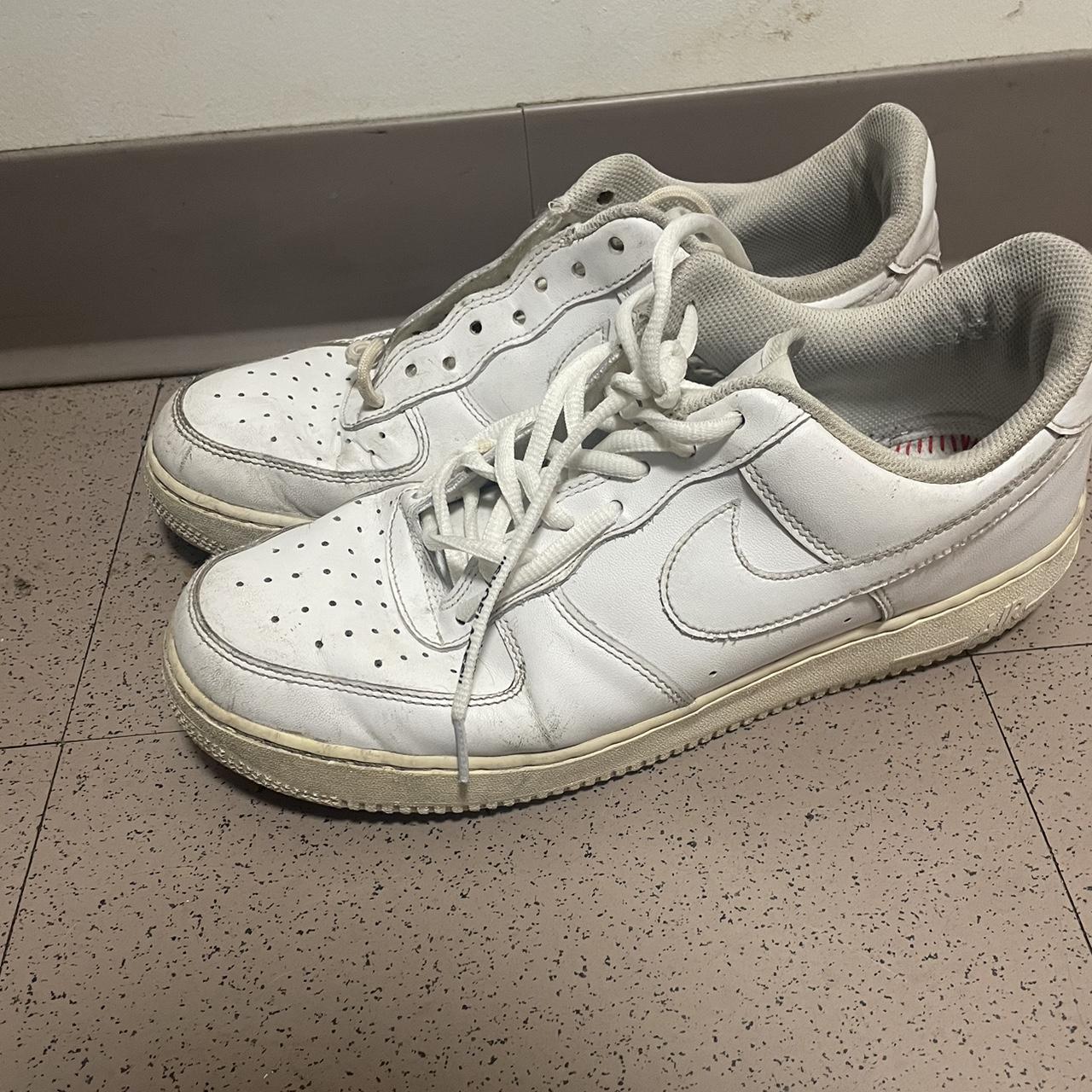 White Air Force 1 beaters . Size 9.5 All flaws shown... - Depop