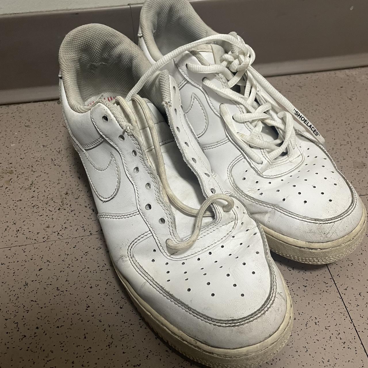 White Air Force 1 beaters . Size 9.5 All flaws shown... - Depop