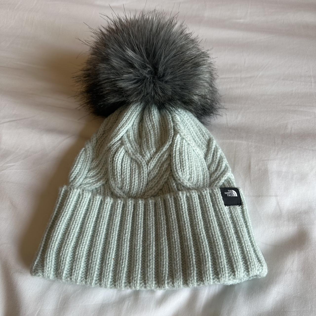 North face fur pom on sale beanie