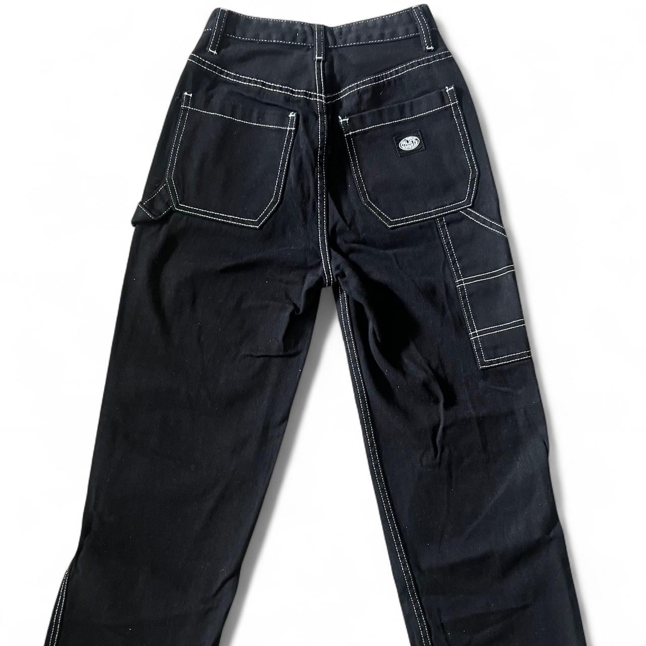PacSun Women's Jeans - Black - 23" – pacsun black carpenter jeans w/ white stitching