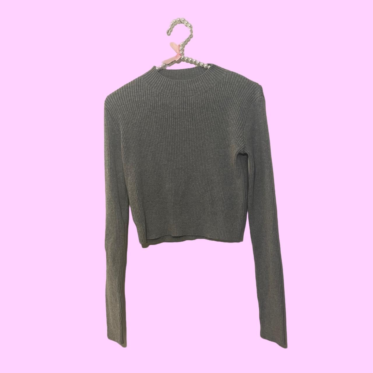 Gray mock neck ribbed Brandy Melville cropped