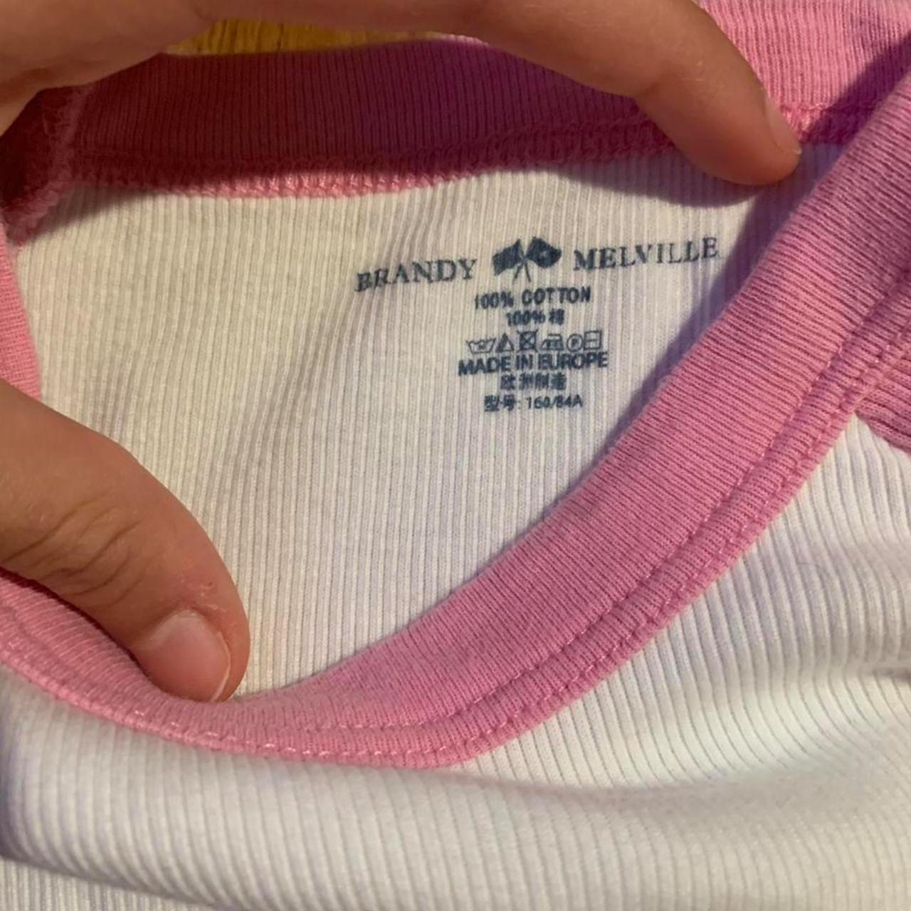 brandy Melville pink and white baby tee no flaws (I... Depop