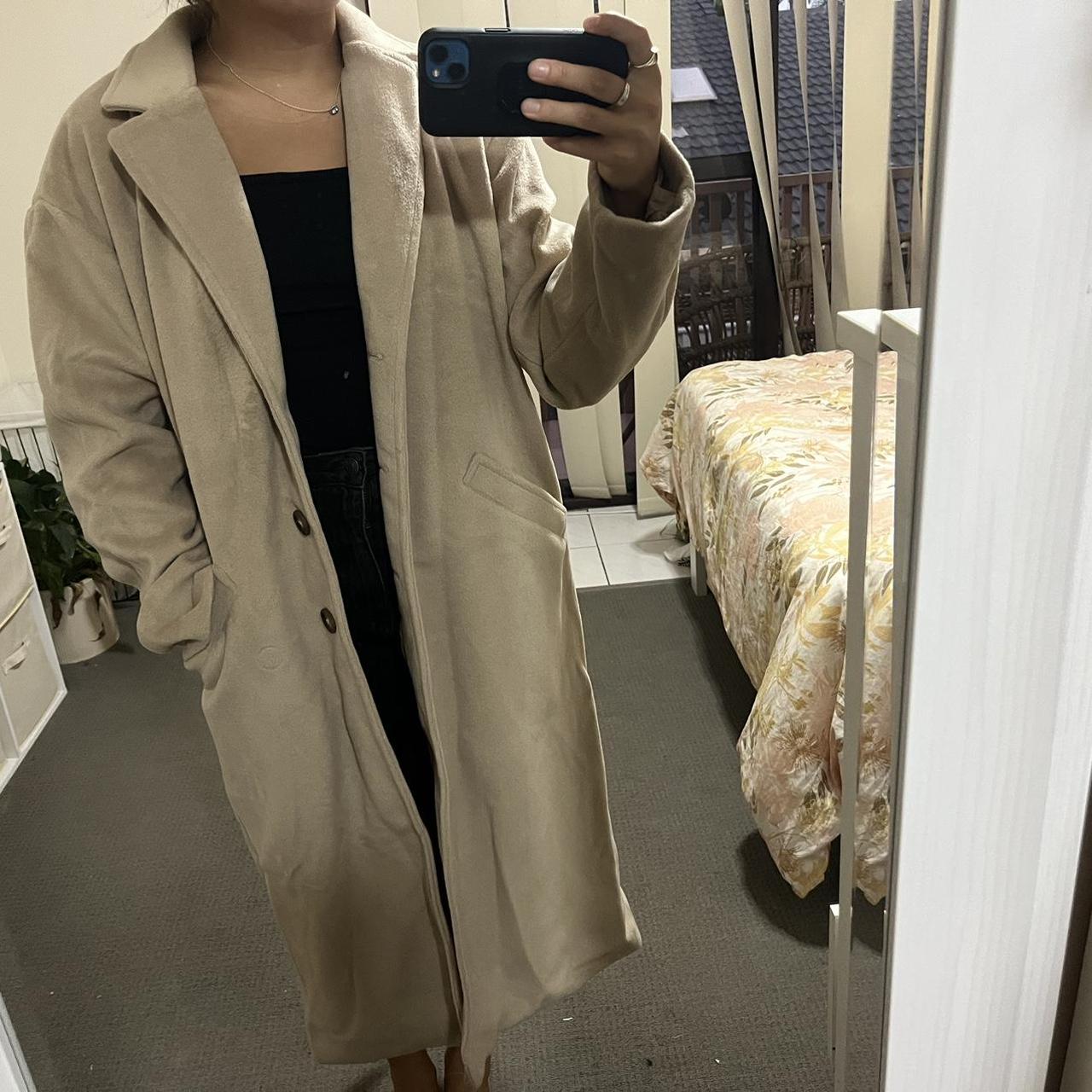 Subtitled Oversized Tan Coat Never Worn Depop