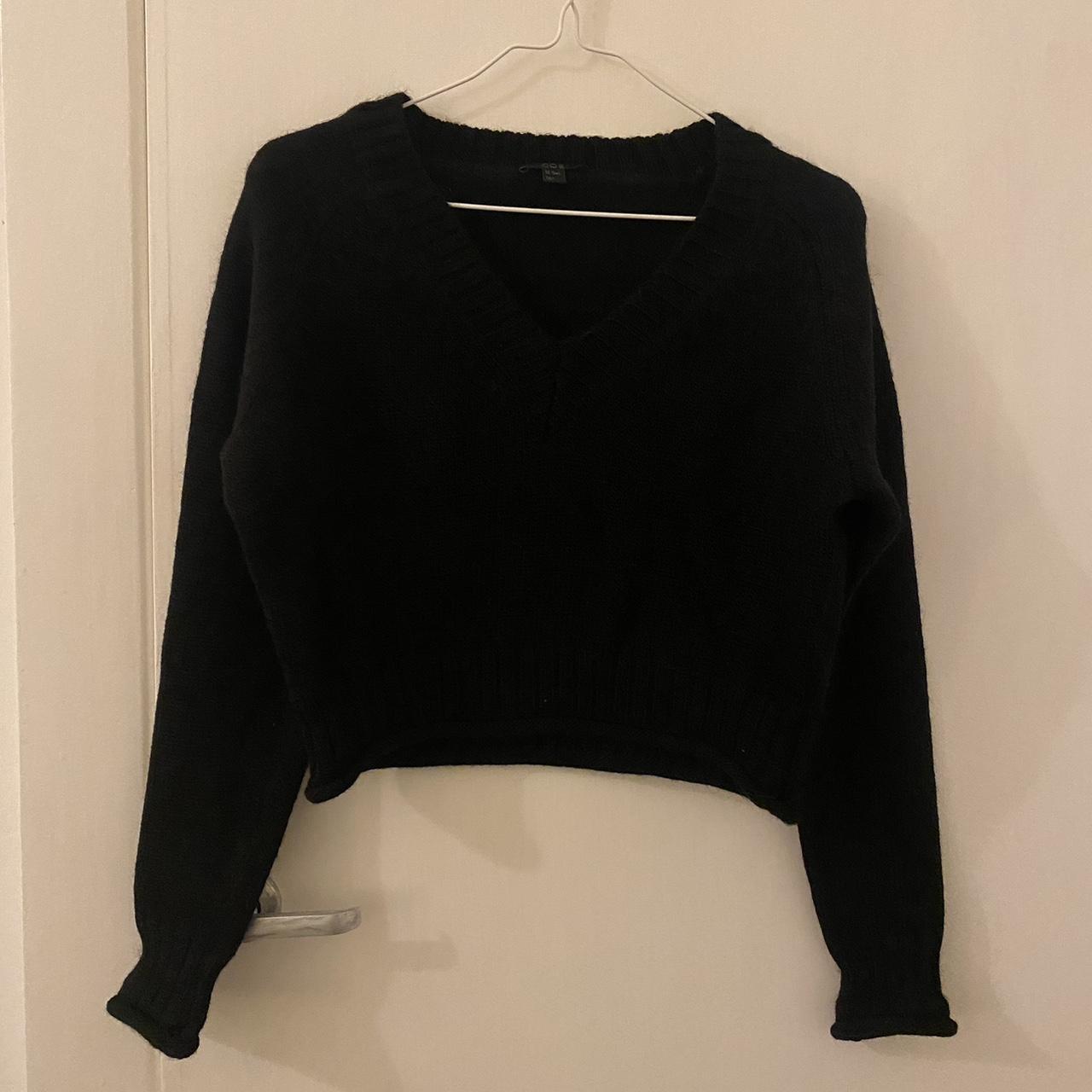 Cos Cropped V-neck Wool Jumper Size: Eur Xs Worn - Depop