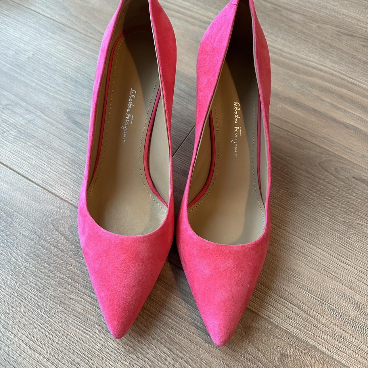 Never worn pink suede Ferragamo heels size 9 Depop