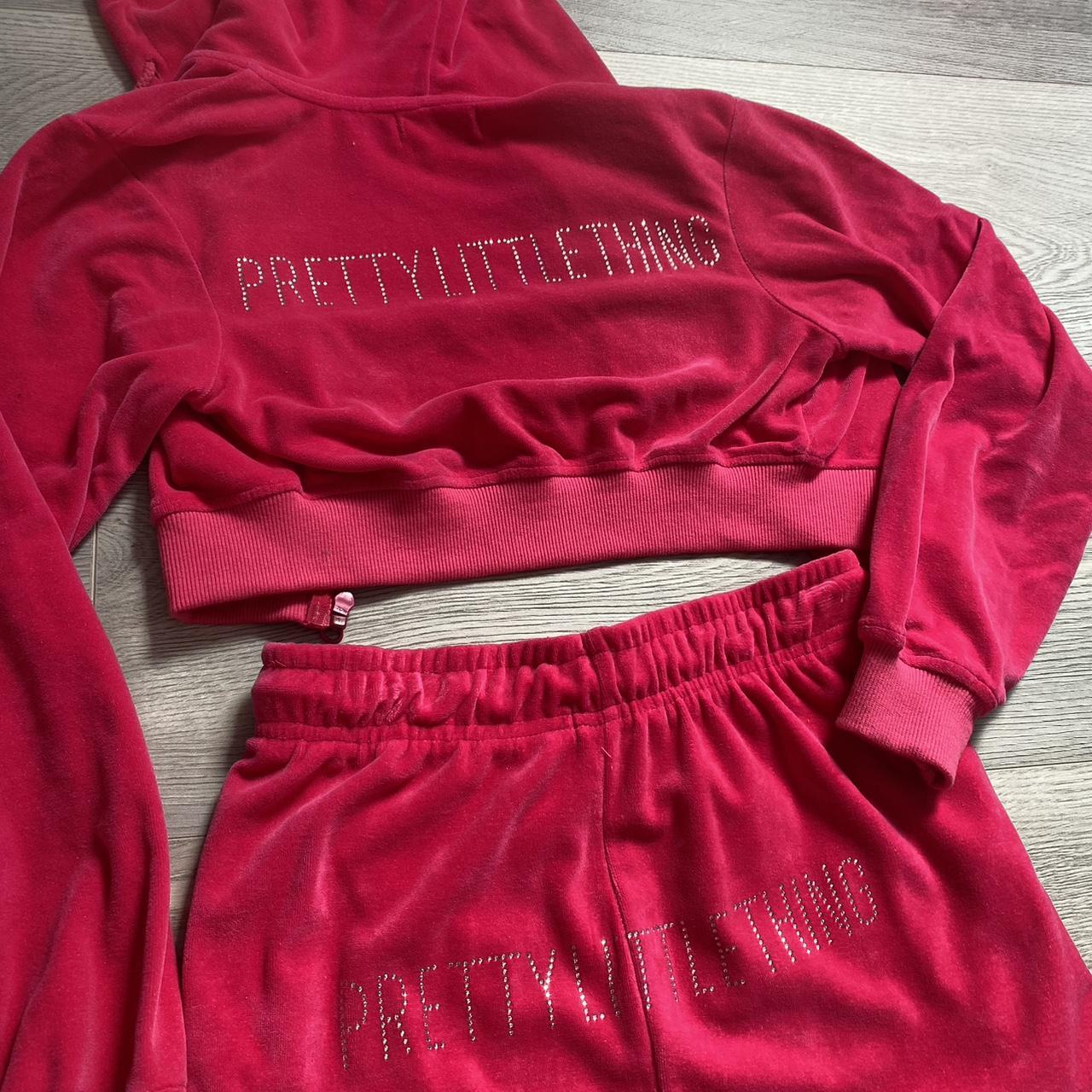 Pretty Little Thing hot pink velour tracksuit set. Depop