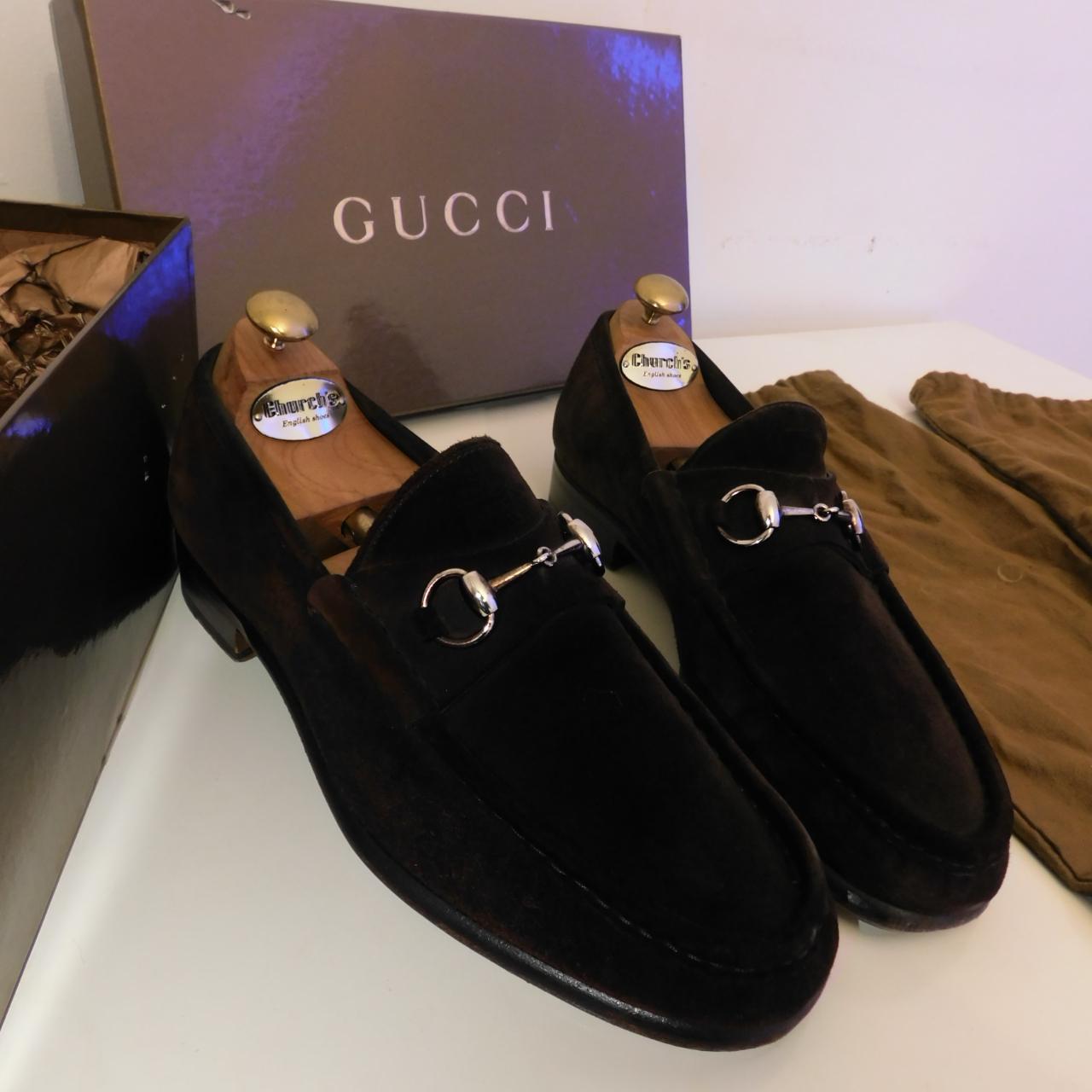 Gucci loafers suede brown Size: 42 EU, 8.5 UK - Depop