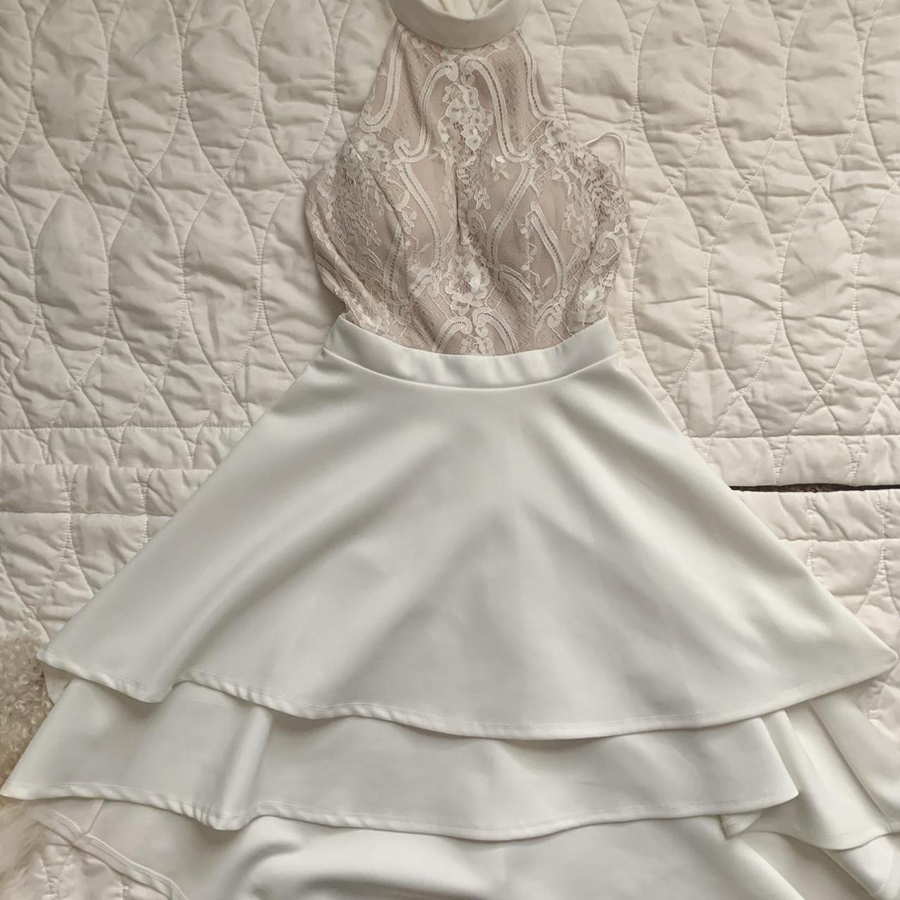 formal white high low halter dress purchased from. Depop