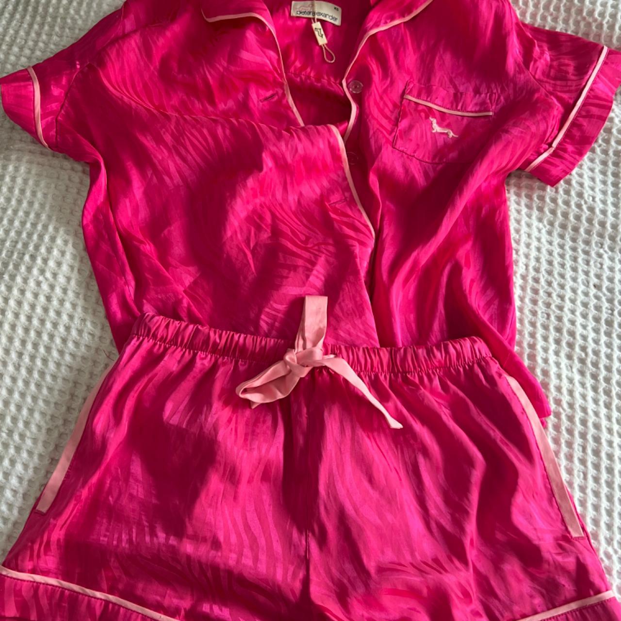 Peter Alexander hot pink satin pjs. Size XS - Depop