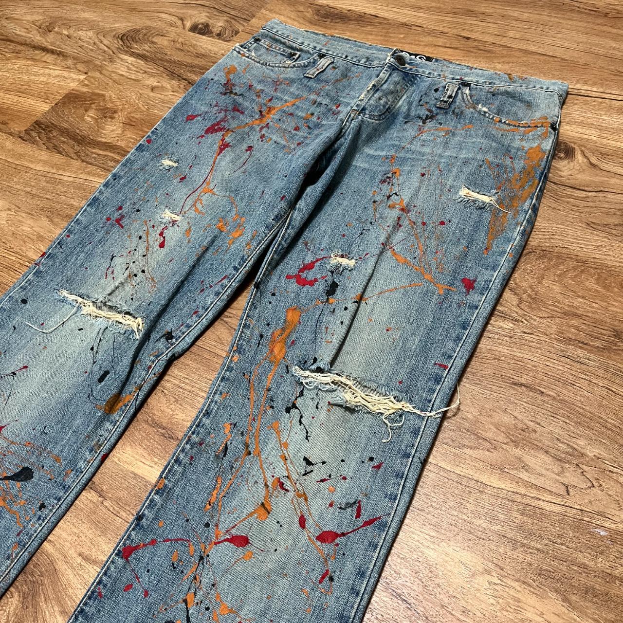 Vintage Dolce & Gabbana Bootcut Paint Splatter... - Depop