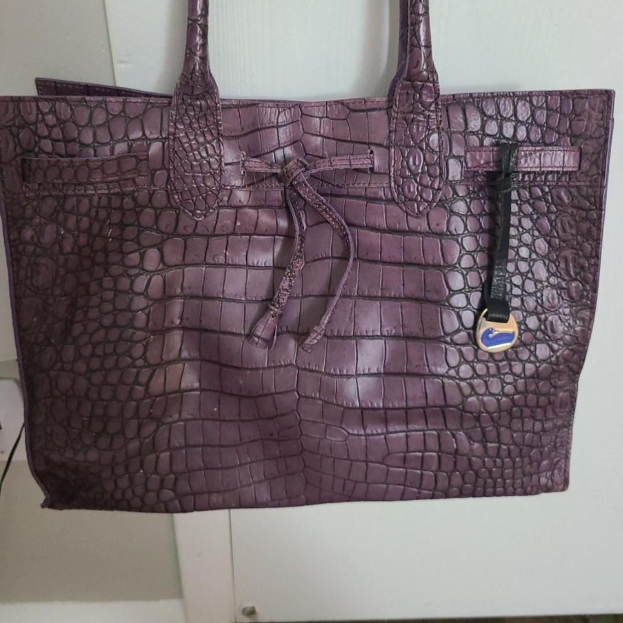 Dooney store and Bourke Purple Croc Embossed Leather Satchel with Silver Crossbody