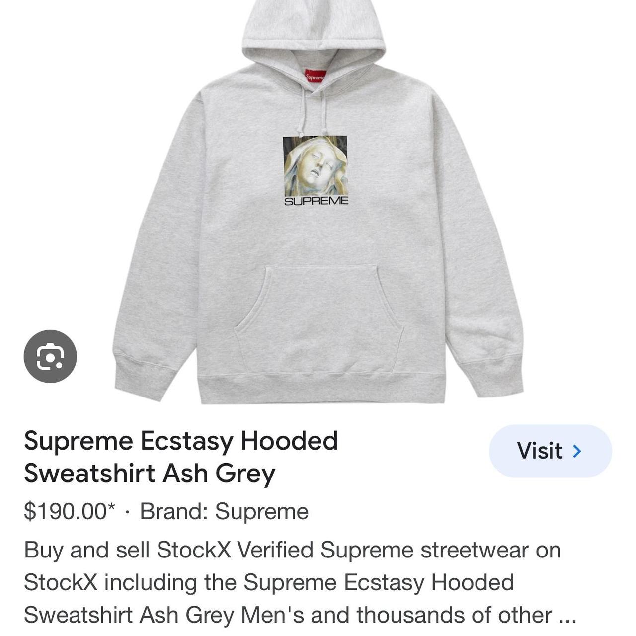 Supreme ecstasy hoodie grayish off white hoodie size...