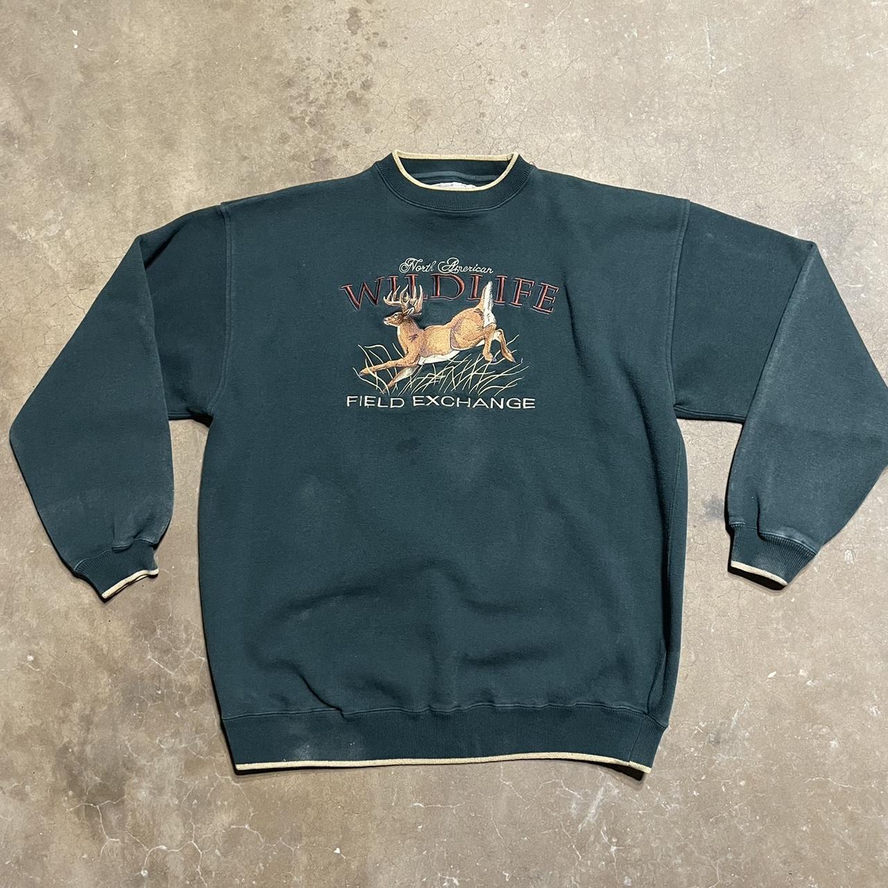 Green embroidered sweatshirt - Depop
