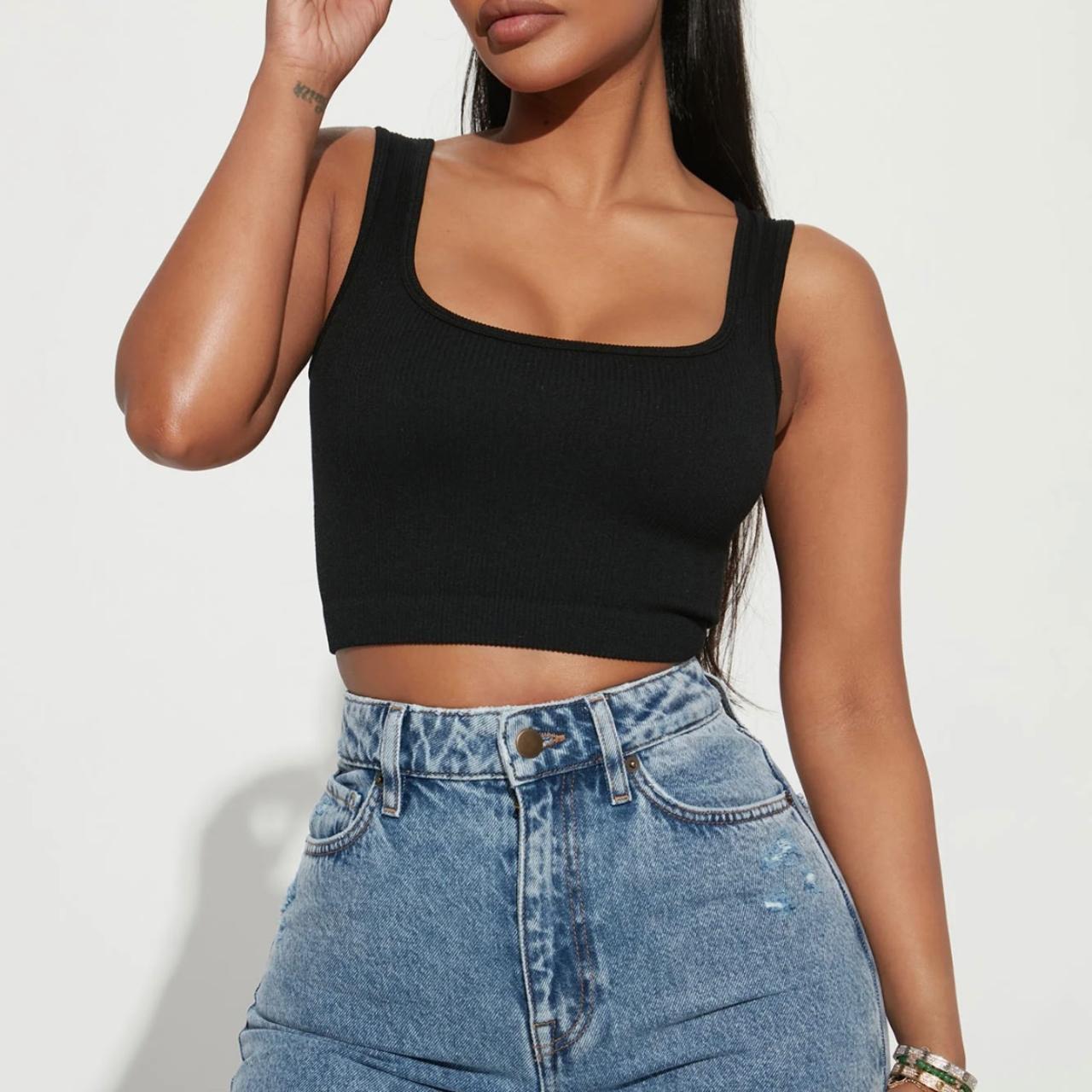 Fashion Nova Black Cropped Tank Depop