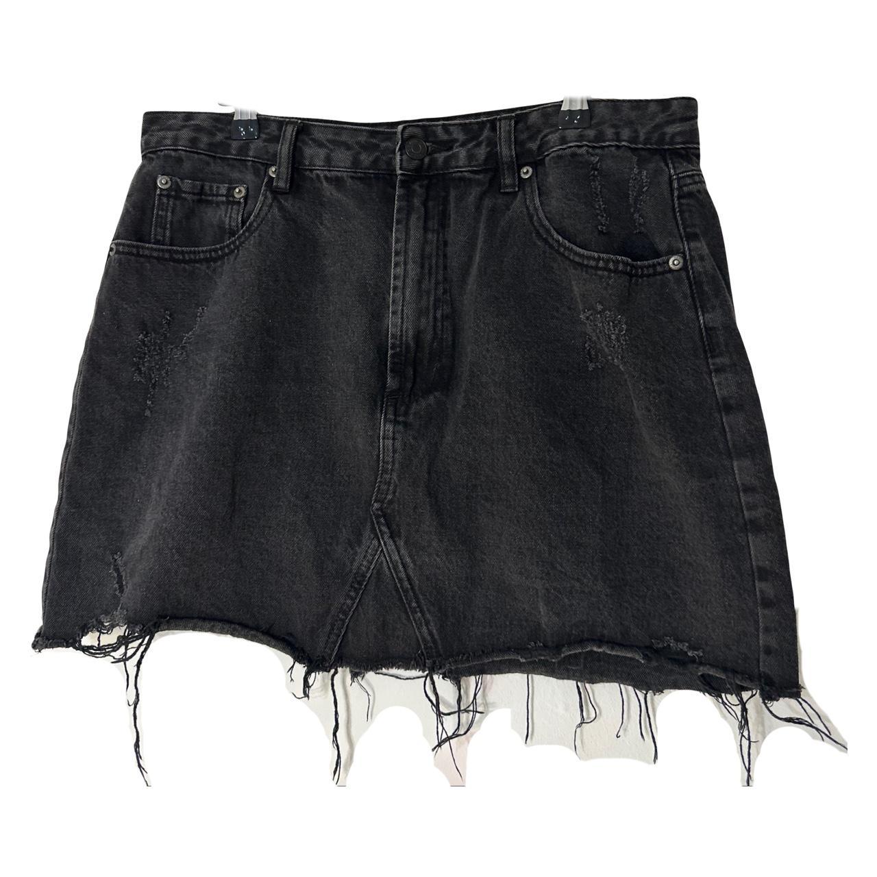 Black denim mini skirt ripped best sale