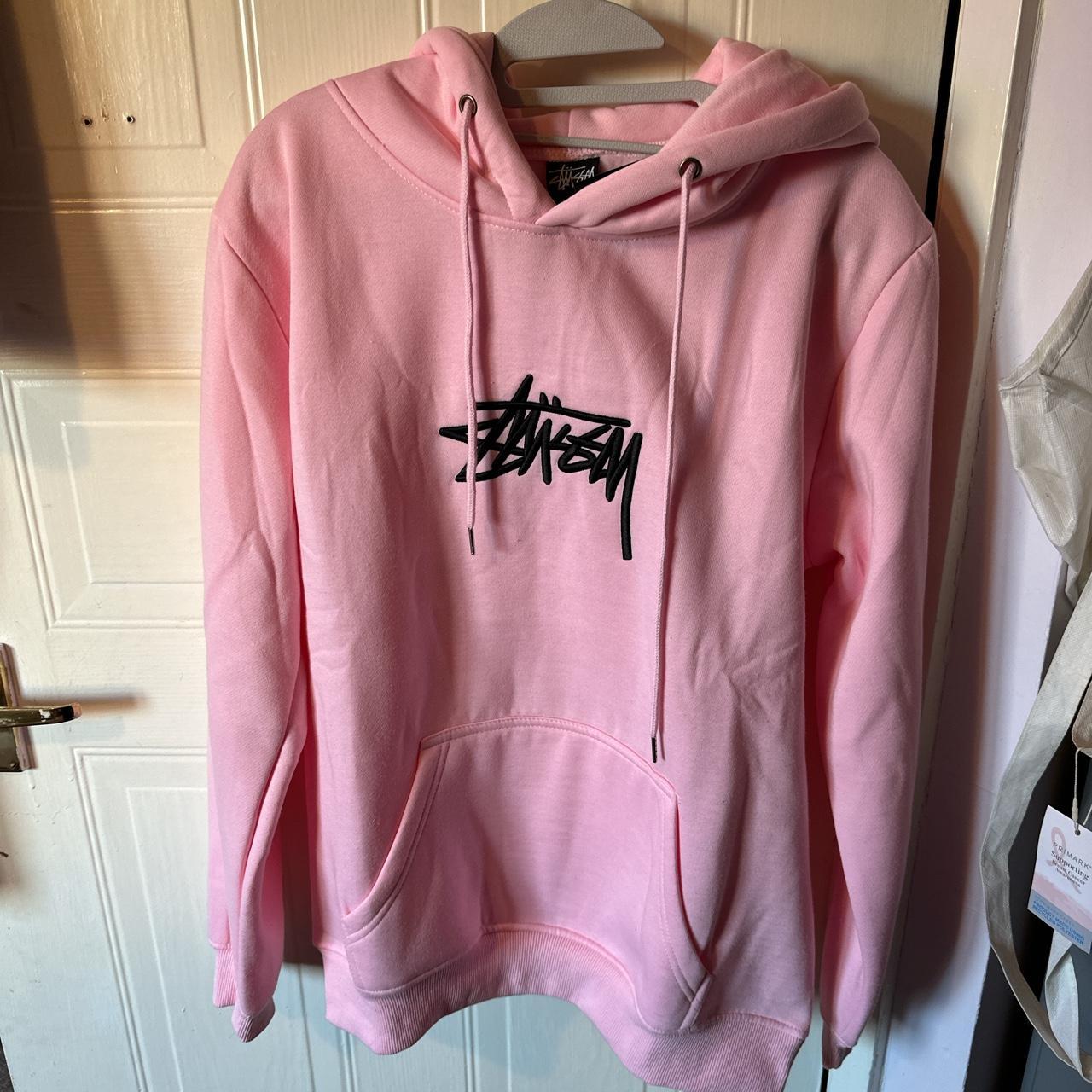 New pink stussy hoodie medium size #stussy #hoodie... - Depop