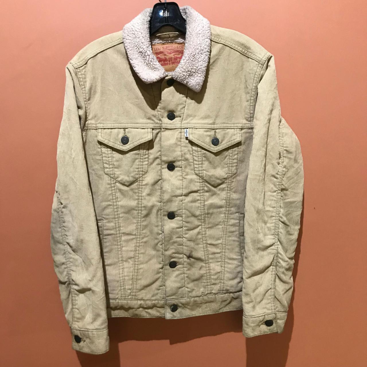 Levis Mens Corduroy Jacket Beige Sherpa Lined. Depop