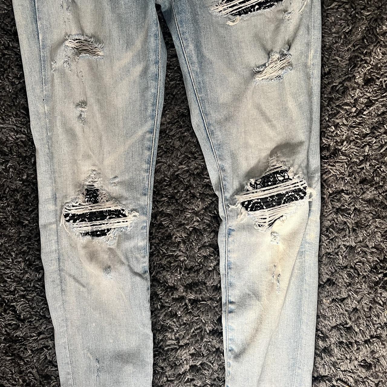 Amiri jeans black & white rips - Depop