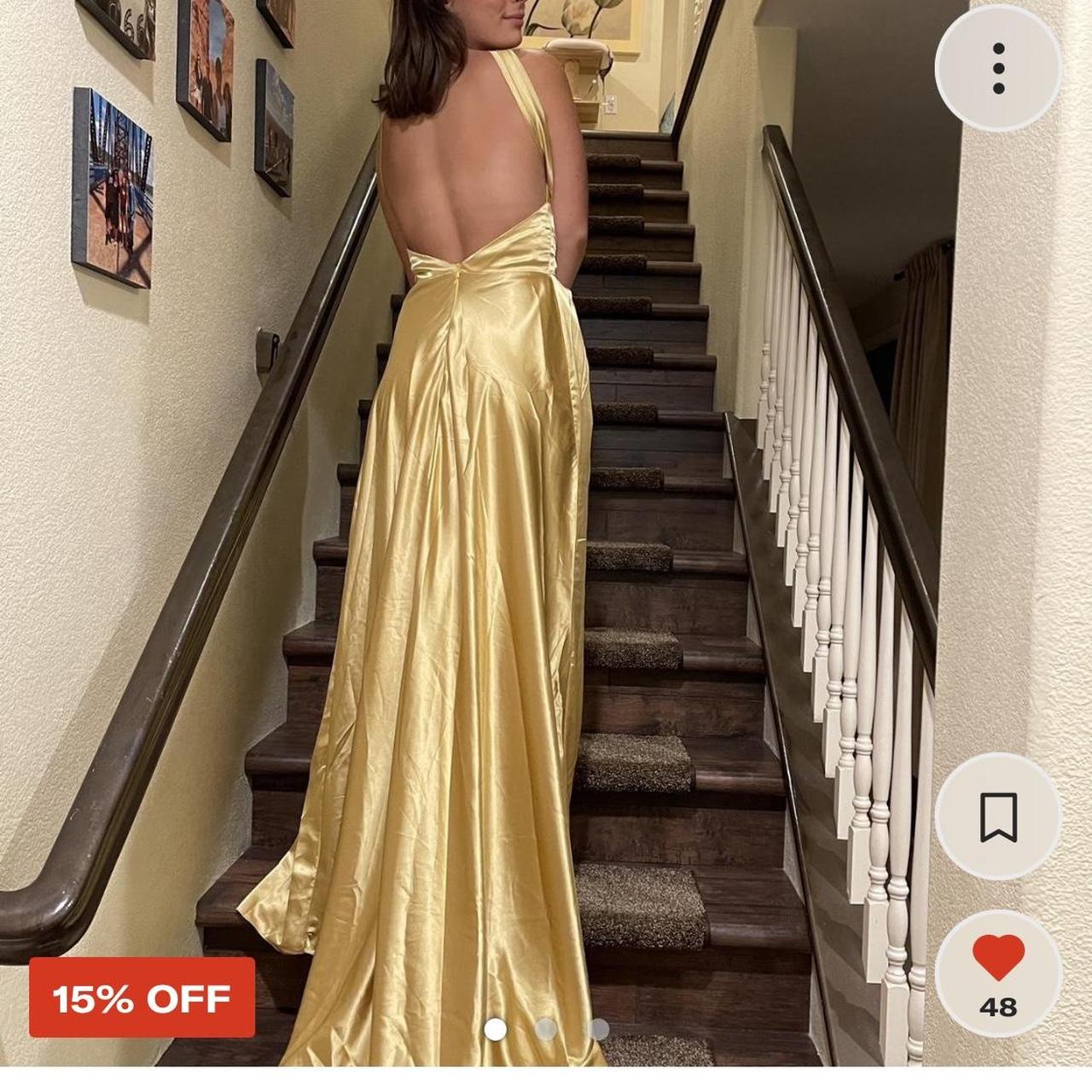 Gold/Yellow Prom dress size Small-Medium Never worn... - Depop
