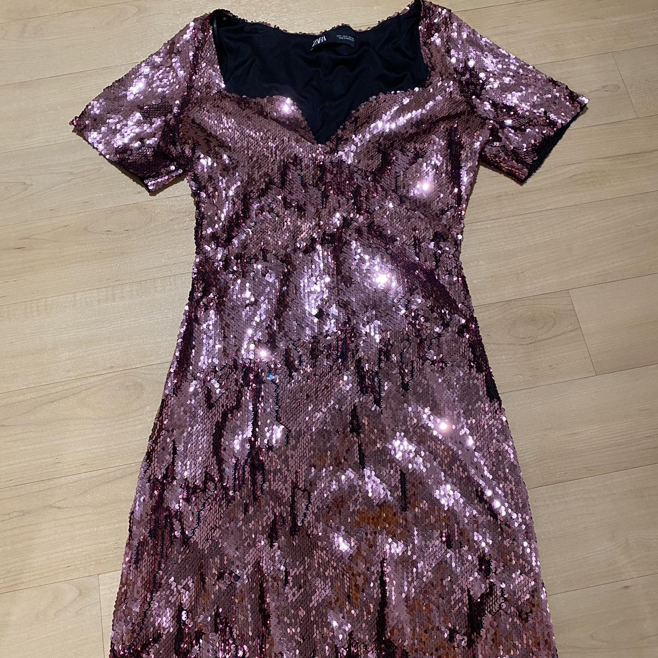 Zara Pink Sequin Dress Sequindress Pinksequindress Depop 9329