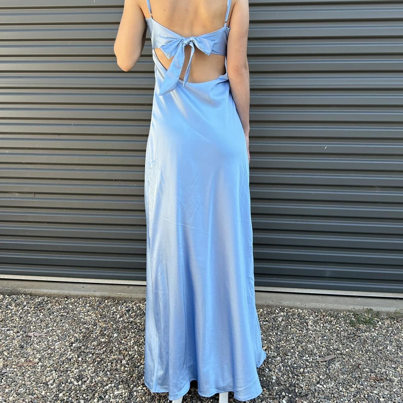 Flora Satin Maxi Dress in Ice Blue from Peppermayo -... - Depop