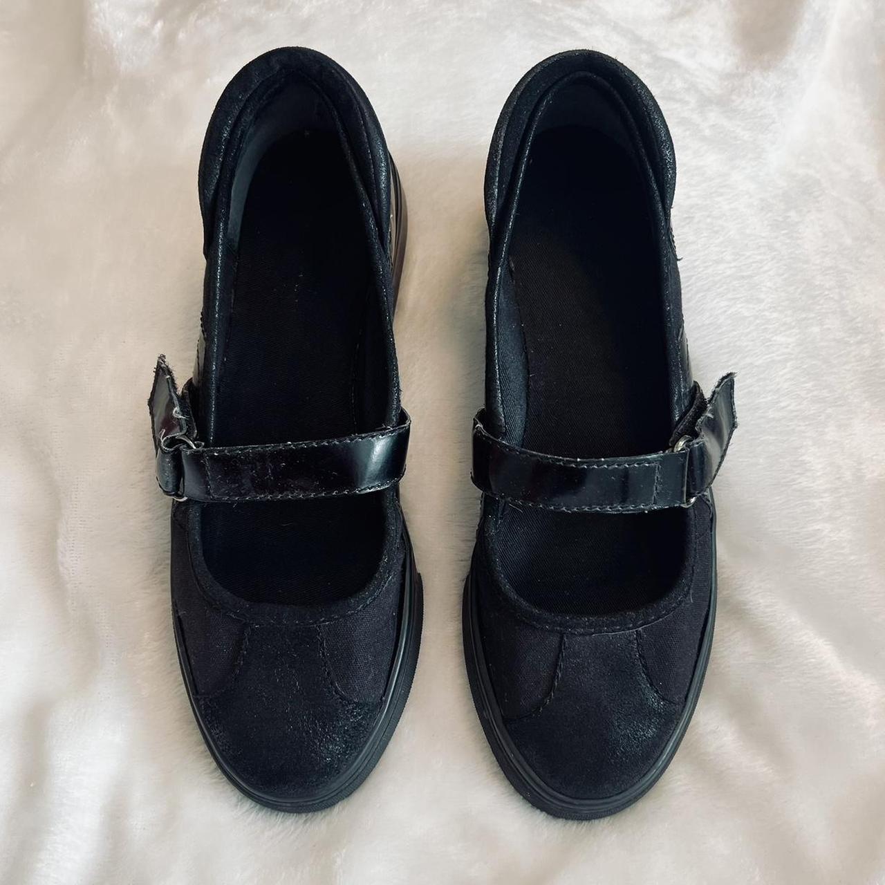 Nine West Black Patent Leather and Canvas Mary Janes... - Depop