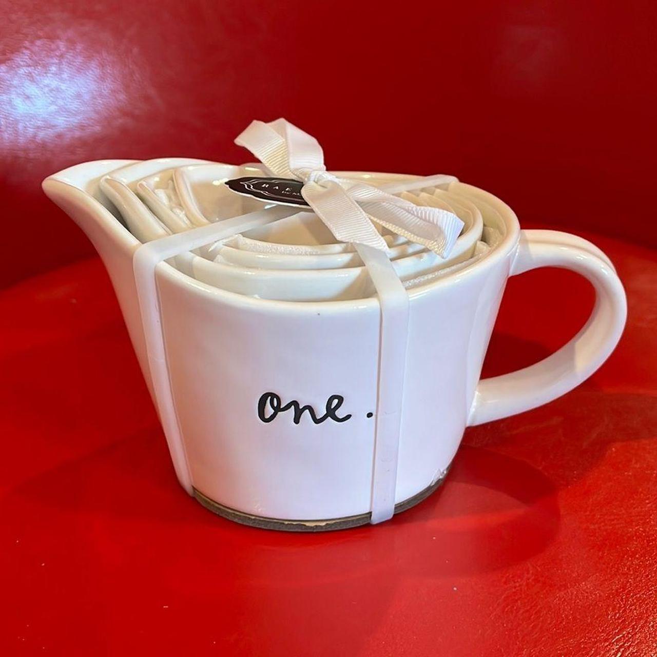 Rae Dunn white measuring sold cups with red letters