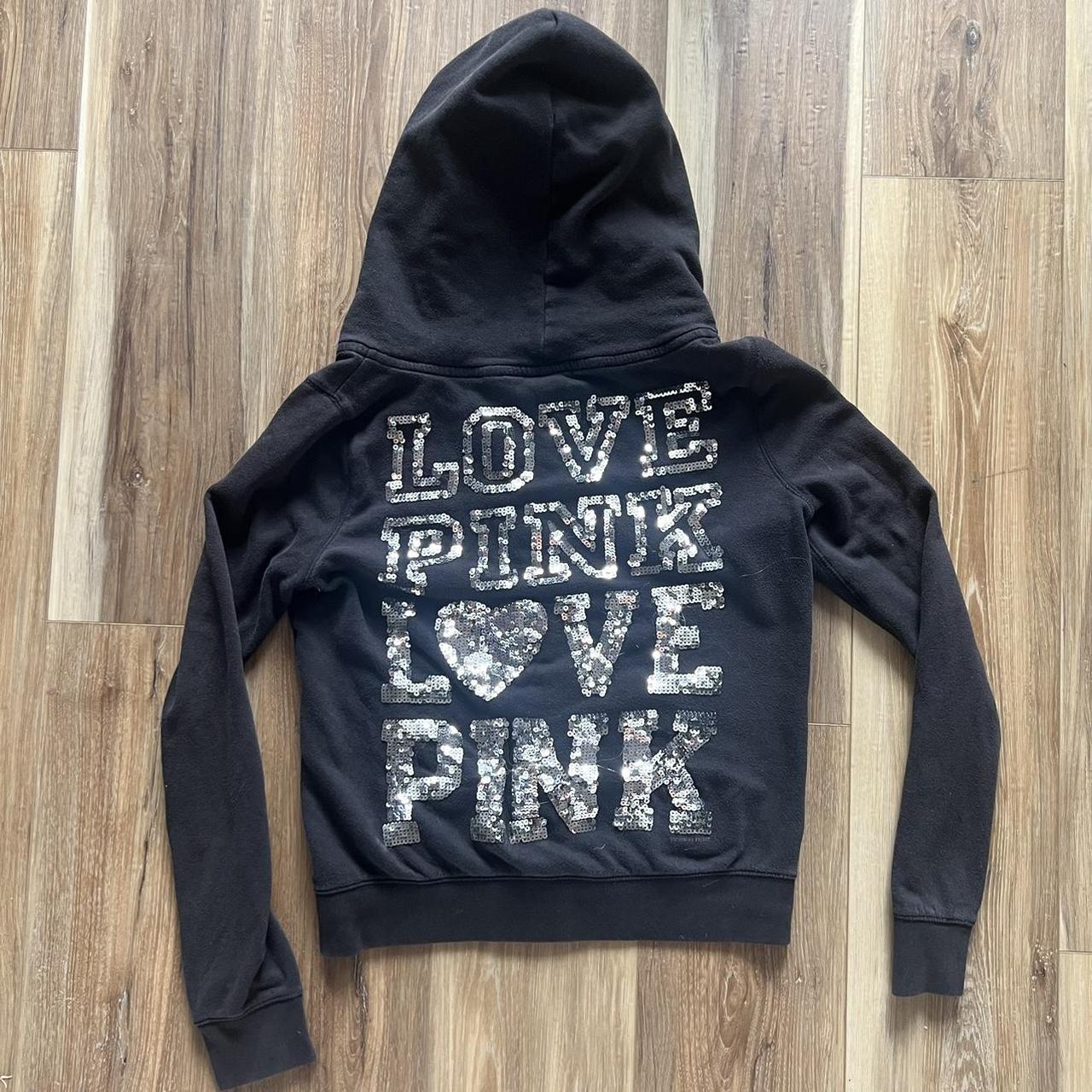 victoria’s secret love pink sequin zip up... - Depop