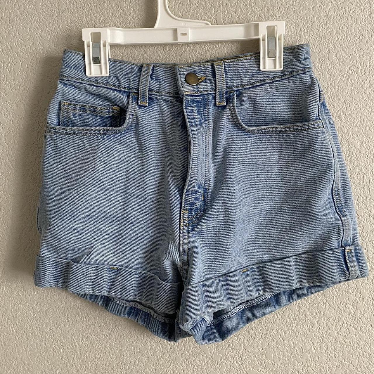 American Apparel shorts in light wash. Small hole on... - Depop