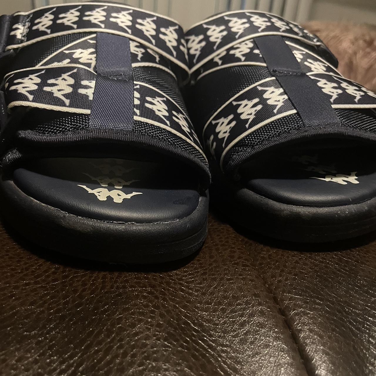 Size 10 navy blue kappa slides negotiable price - Depop