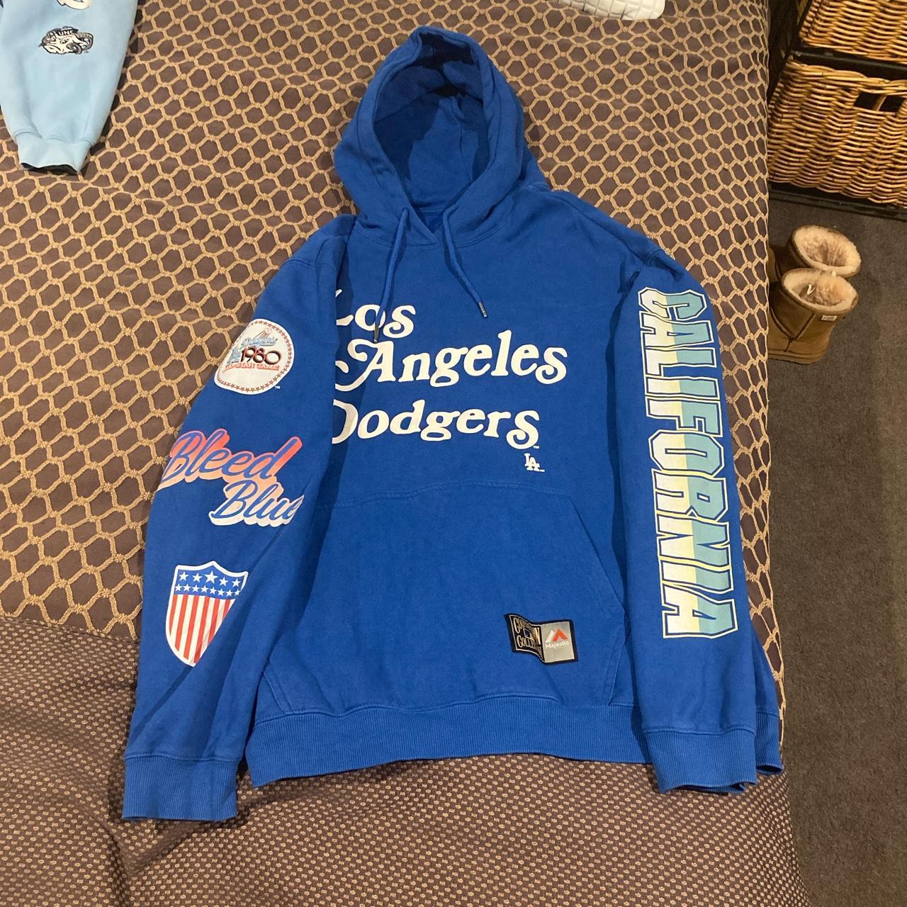 Majestic Athletic Blue Los Angeles Dodgers Hoodie Depop